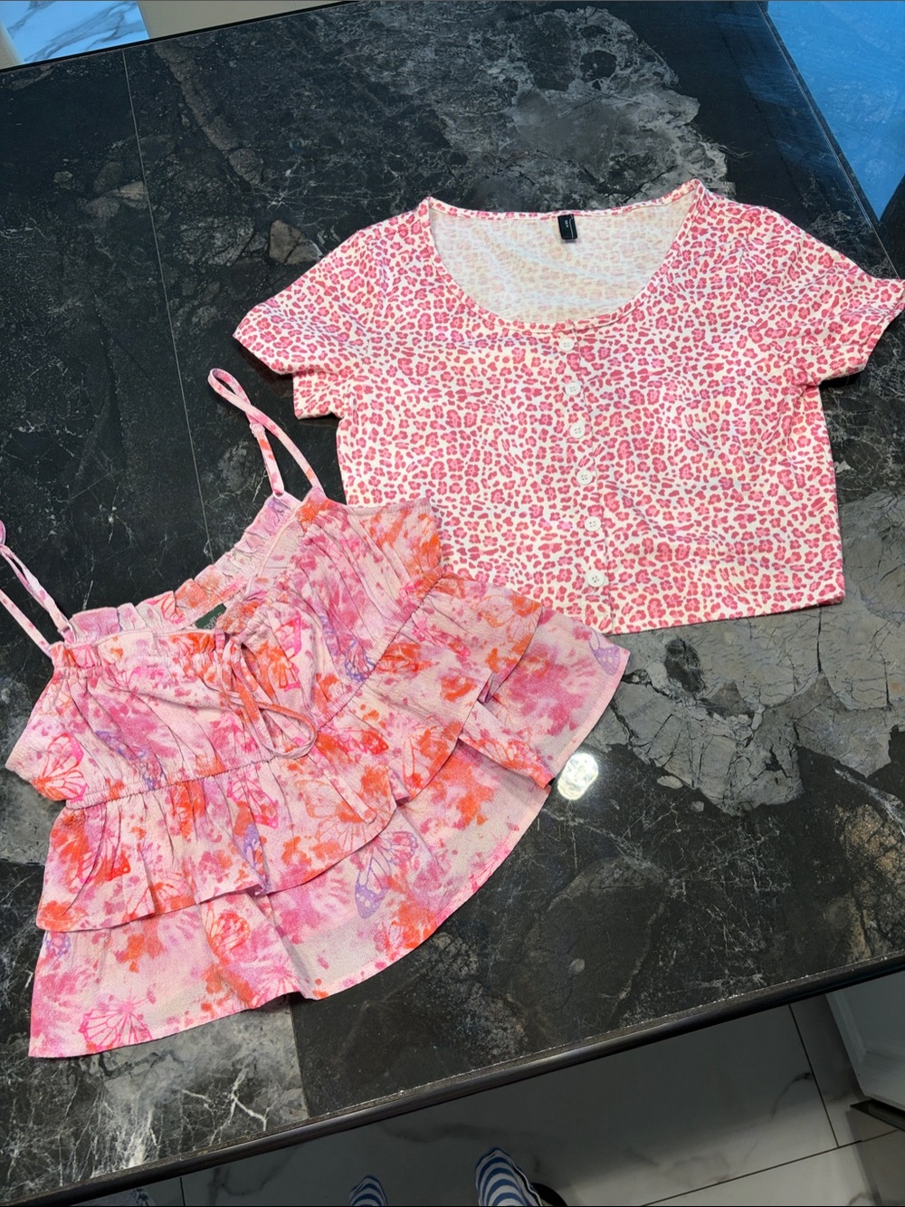 wild fable Pink Mixed-Print Girls Top & Ruffled Cami Set